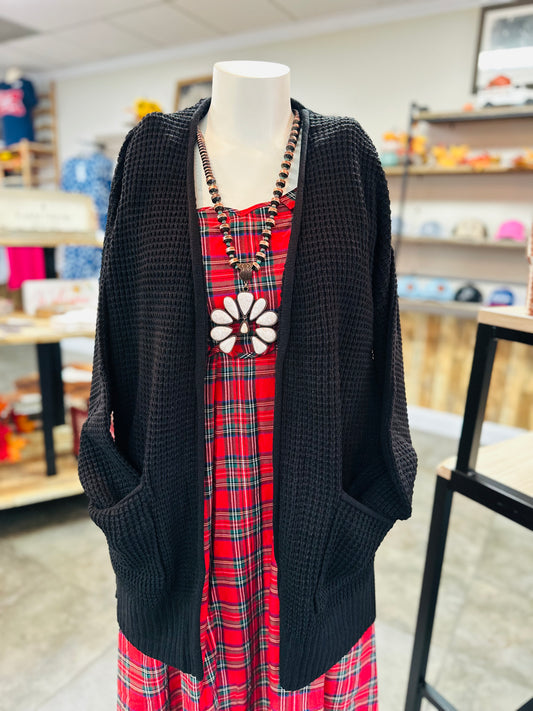 Black Waffle Plus Size Cardigan