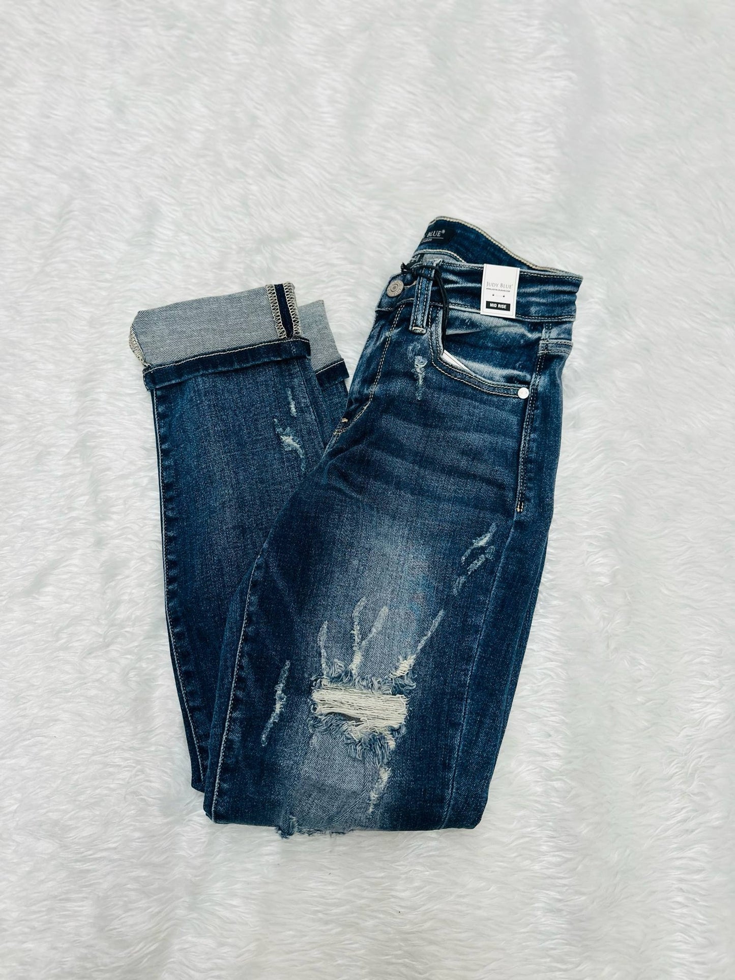 JB Midrise Boyfriend Cuff Distressed