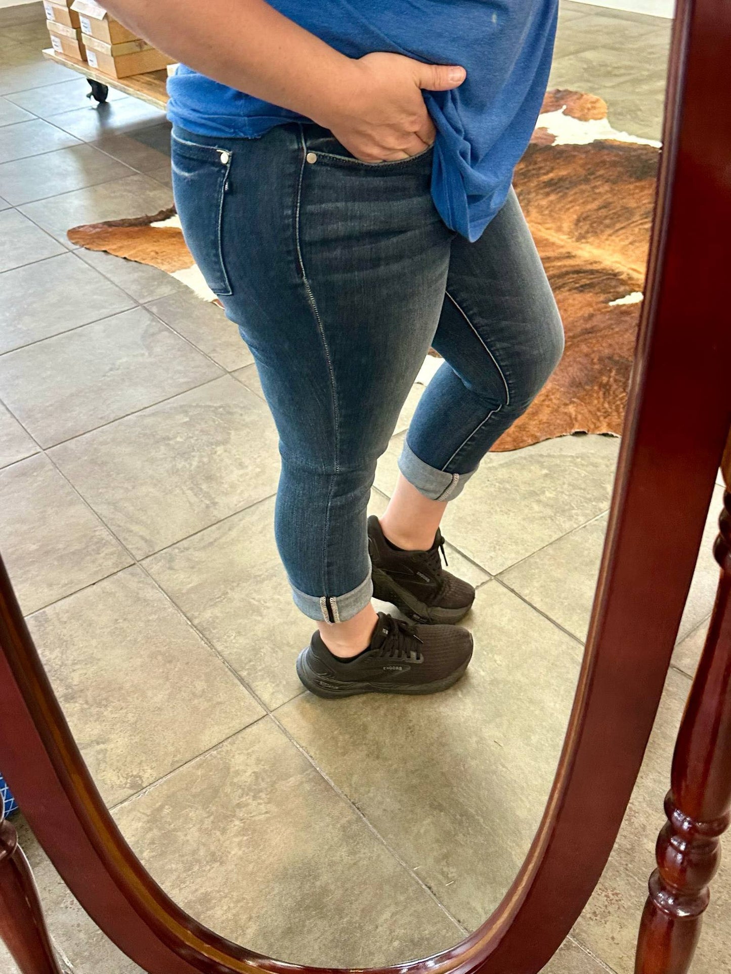 JB Dark Wash Cuffed Capri