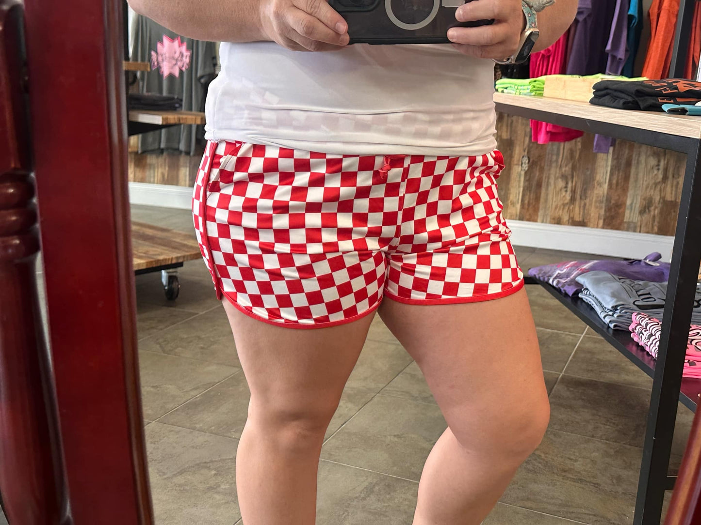 Red Checkered Pep Rally Shorts