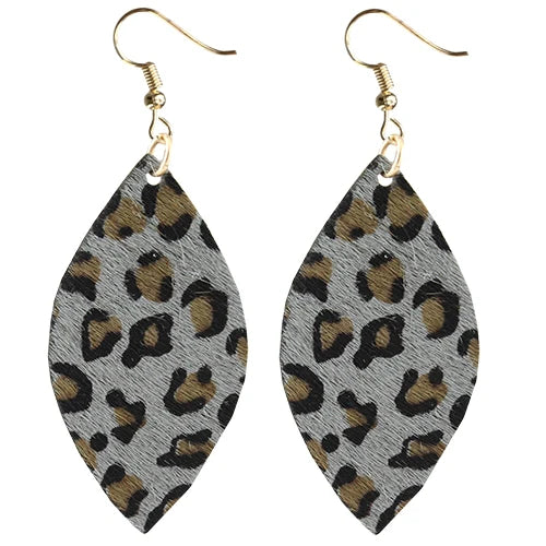 Grey Leopard Earrings