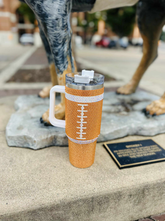 Orange Bling Beaded 40oz Tumbler