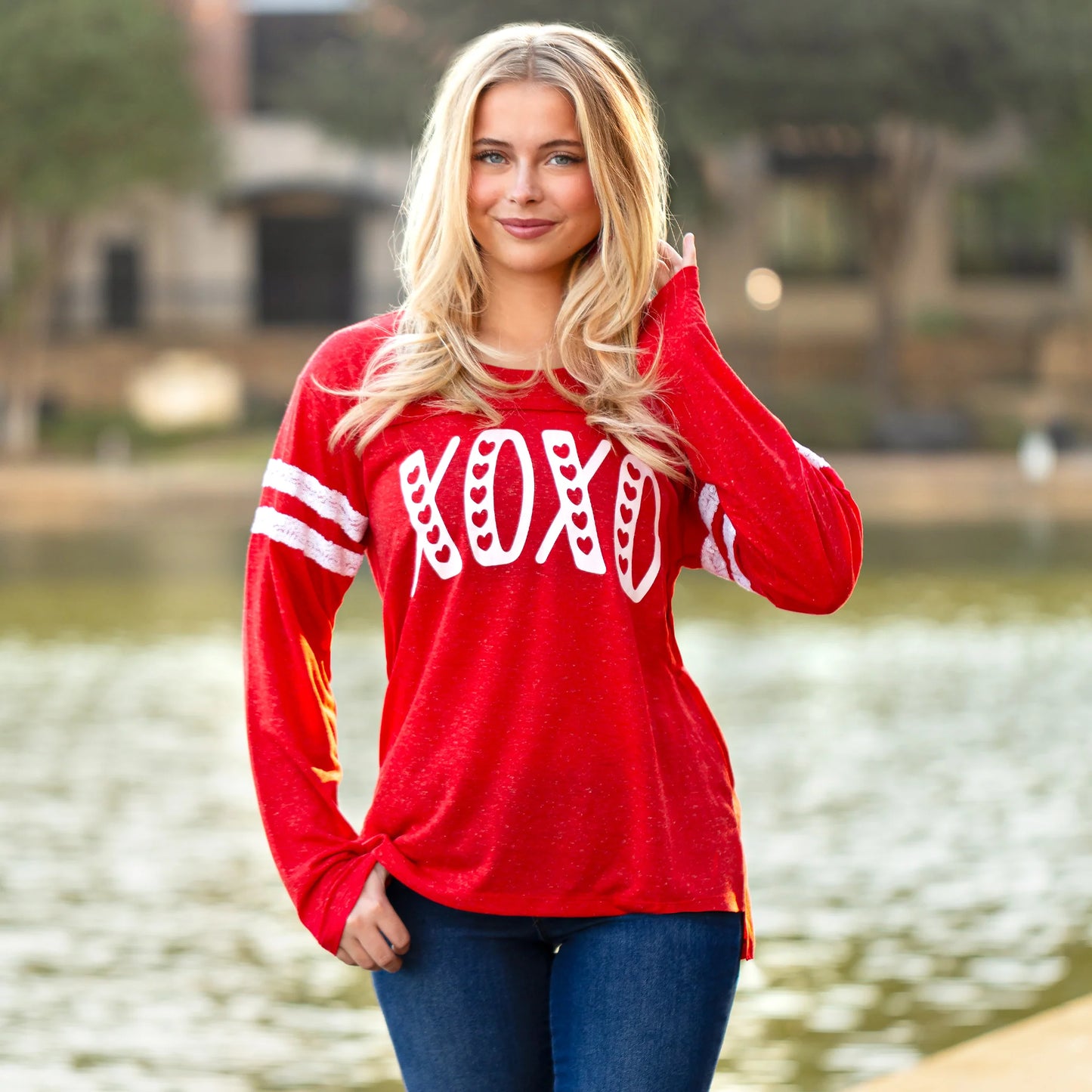 XOXO Long Sleeve Sequin Top