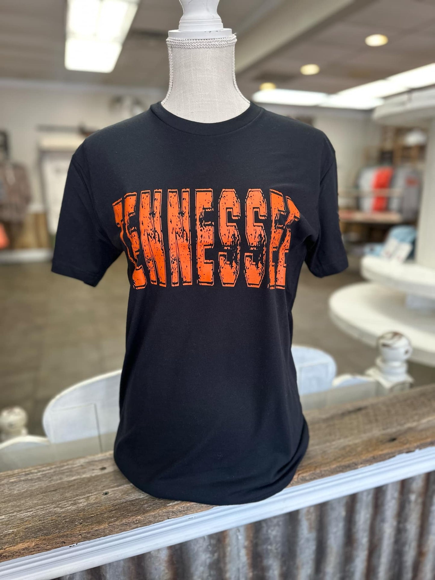 Black Distressed Tennessee Tee