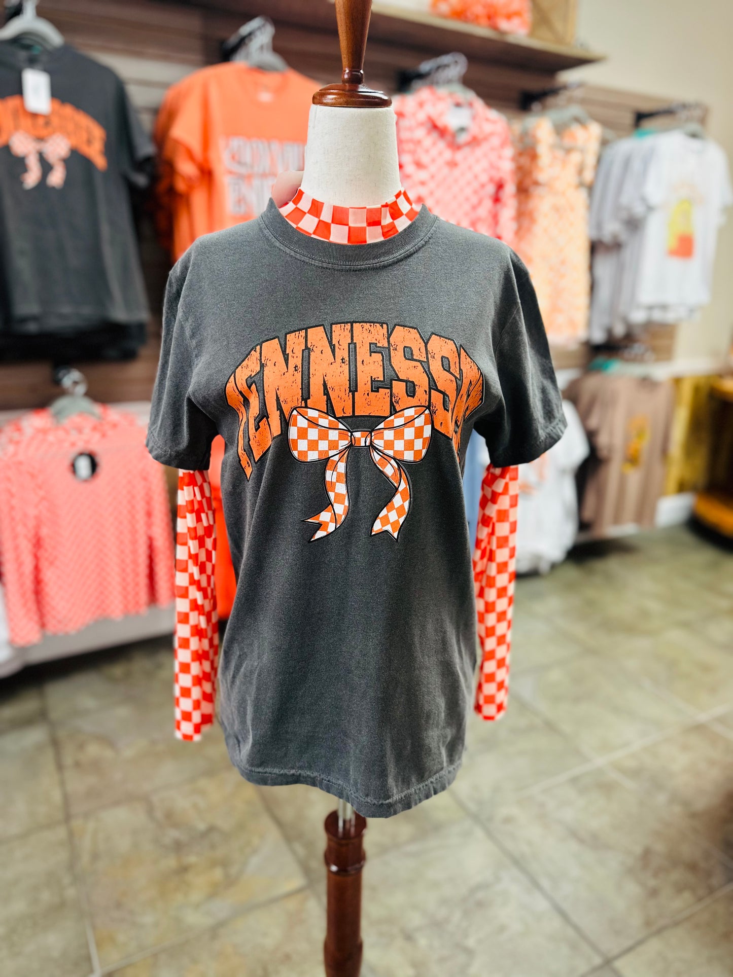 Tennessee Checkered Bow Tshirt