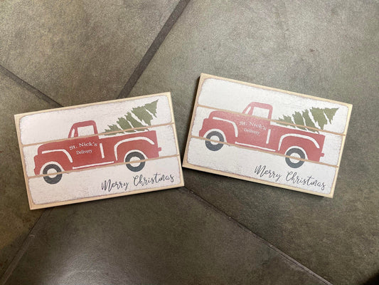 Home Decor Signs Red truck 8x5in