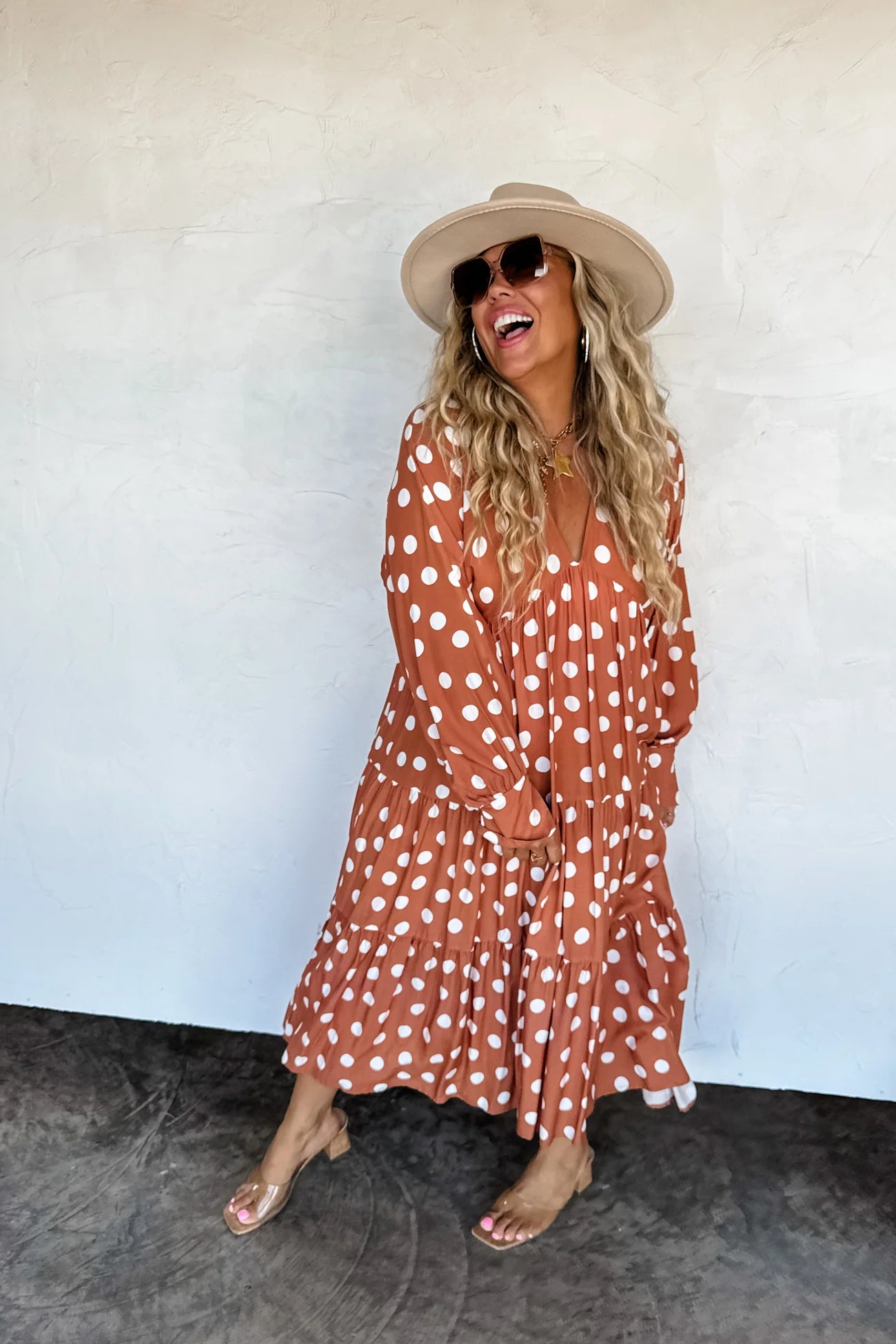 Kora Polka Dot Brown Dress