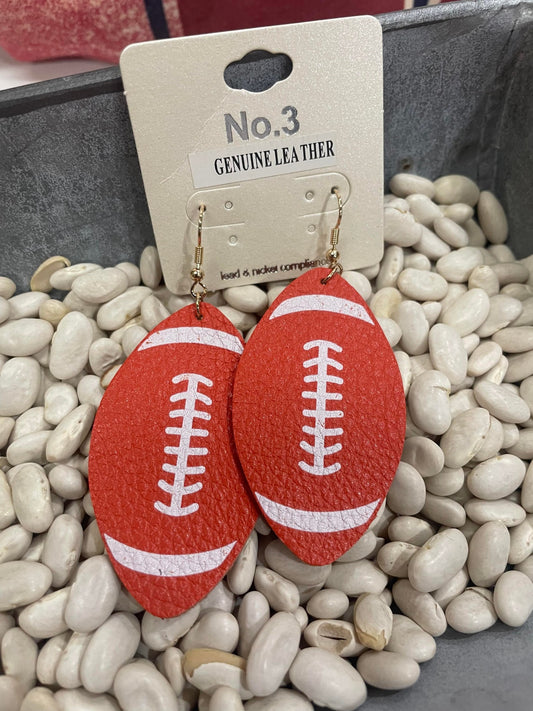 Football Genuine Leather Earrings