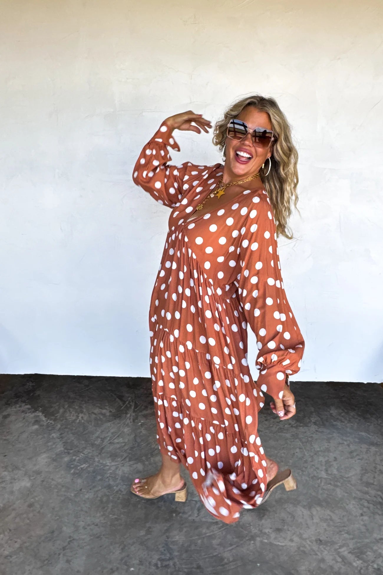 Kora Polka Dot Brown Dress