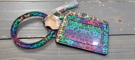 ID wristlets w/ Solid Bangle Rainbow Leopard