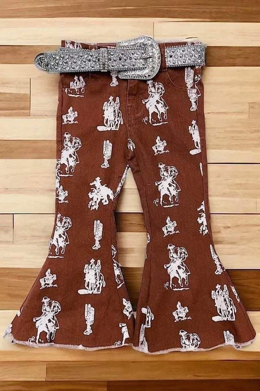 Kids Brown Western Jeans 4T