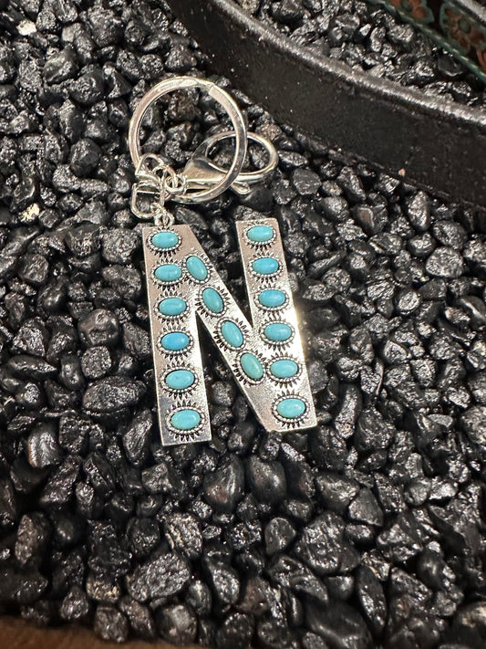 Turquoise Initial KeyChain