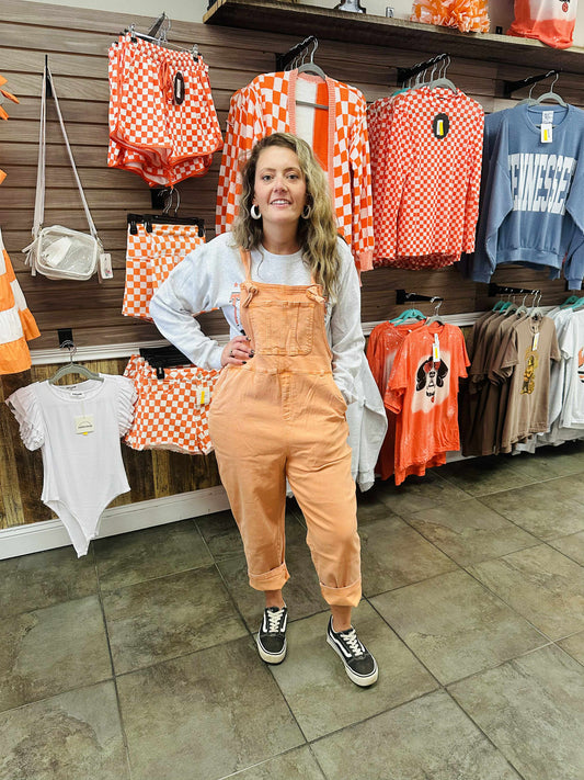 Orange Relaxed Fit Cropped Overalls