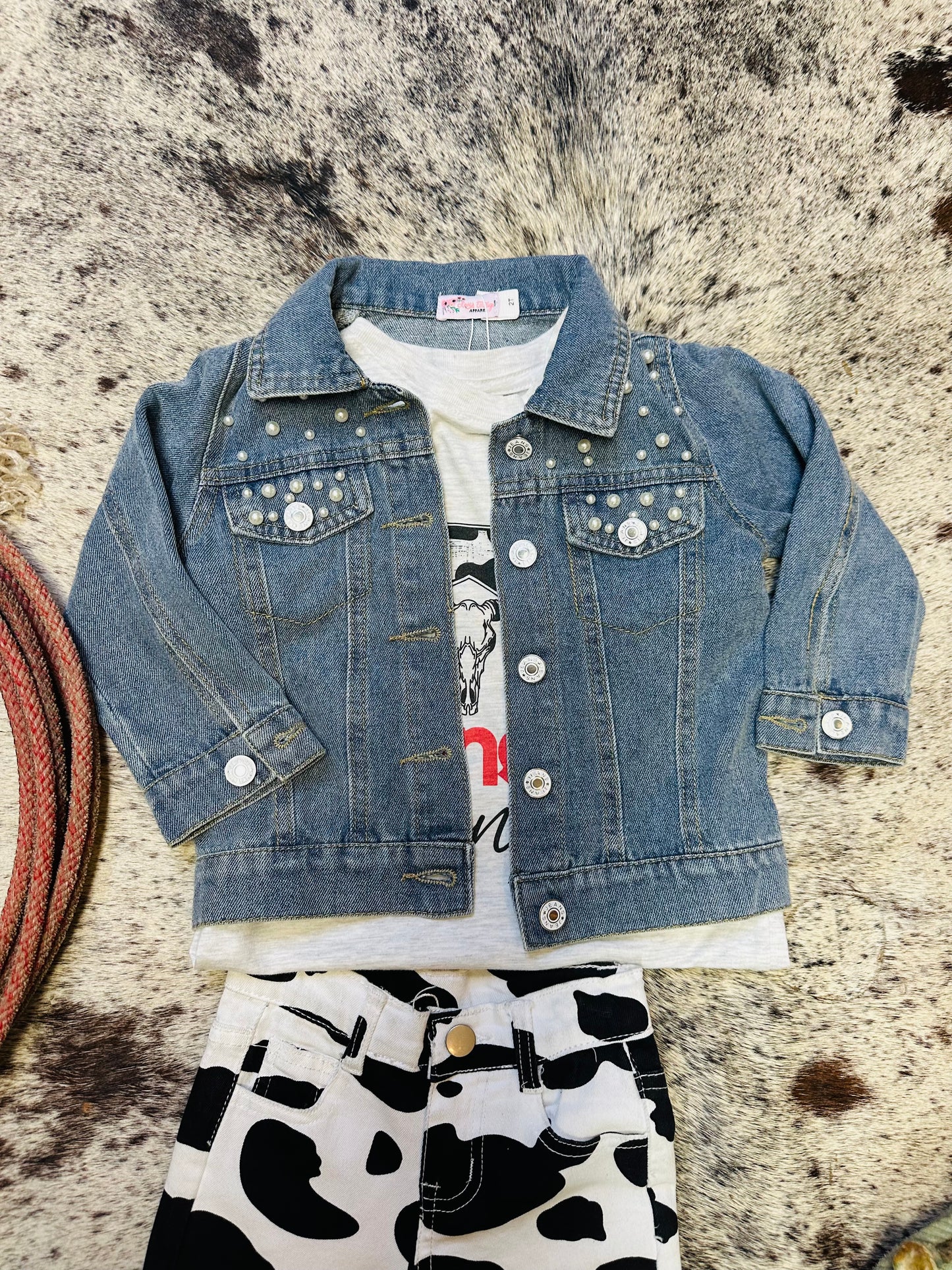 Girls Pearl Denim Jean Jacket