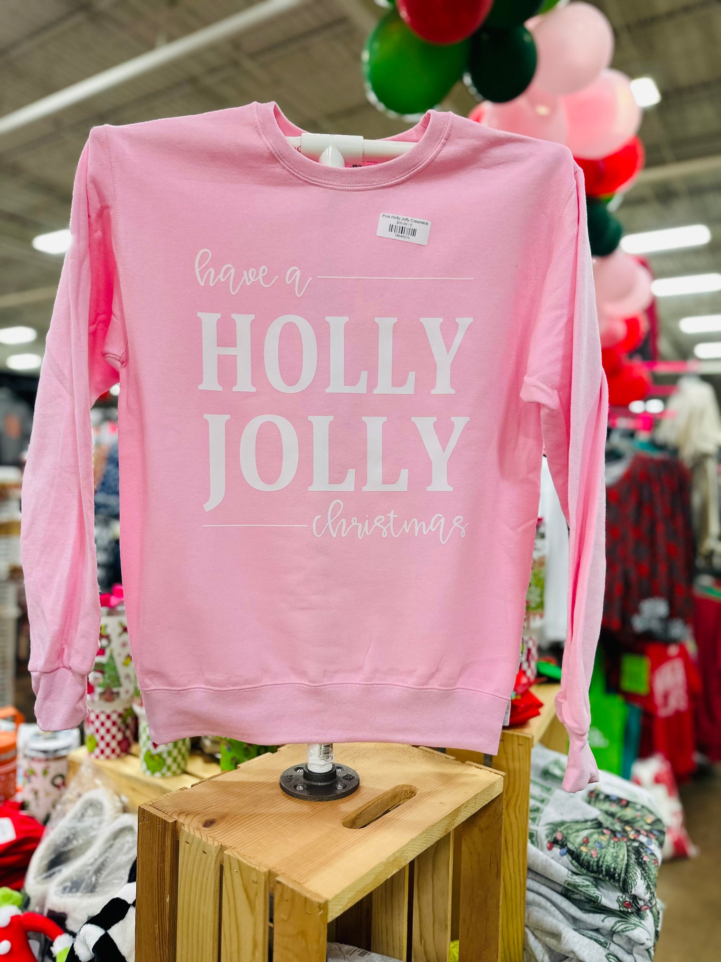 Pink Holly Jolly Crewneck