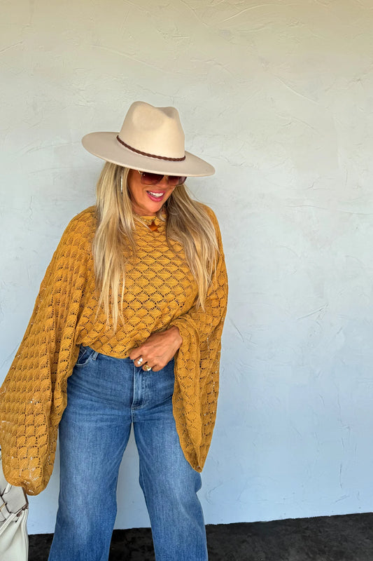 Mustard Bell Sleeve Top