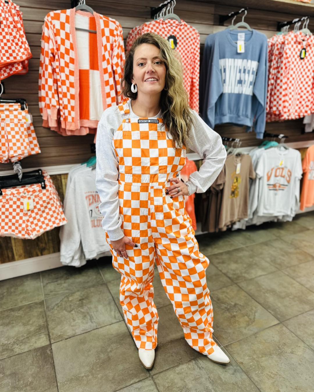 Adult Orange Checkered Game Day Bibs