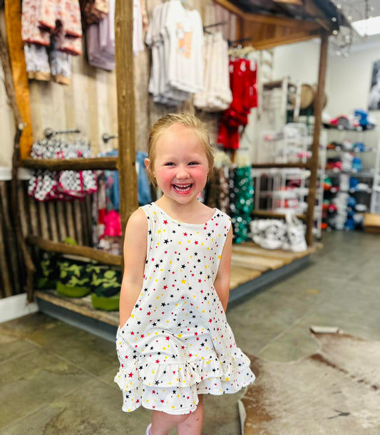 Girls Star Print Ruffle Dress