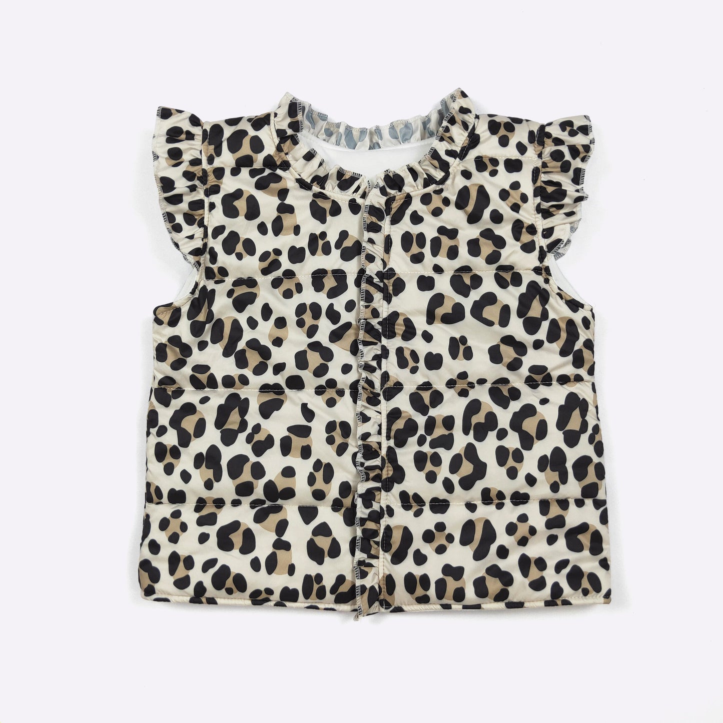 Girls Leopard Puff Vest