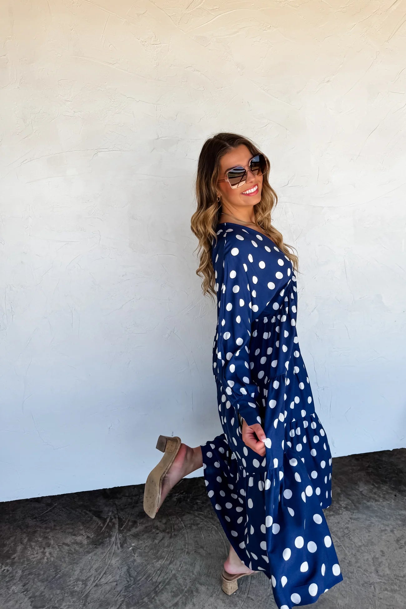 Kora Polka Dot Dress Navy