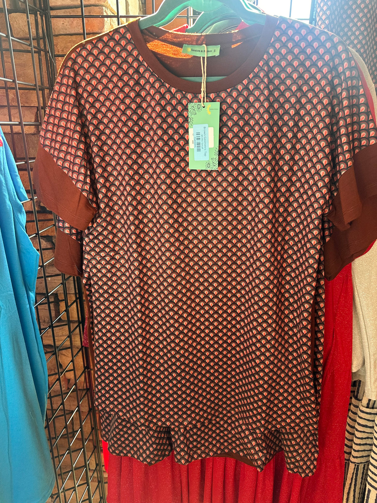 Brown Geometric Top