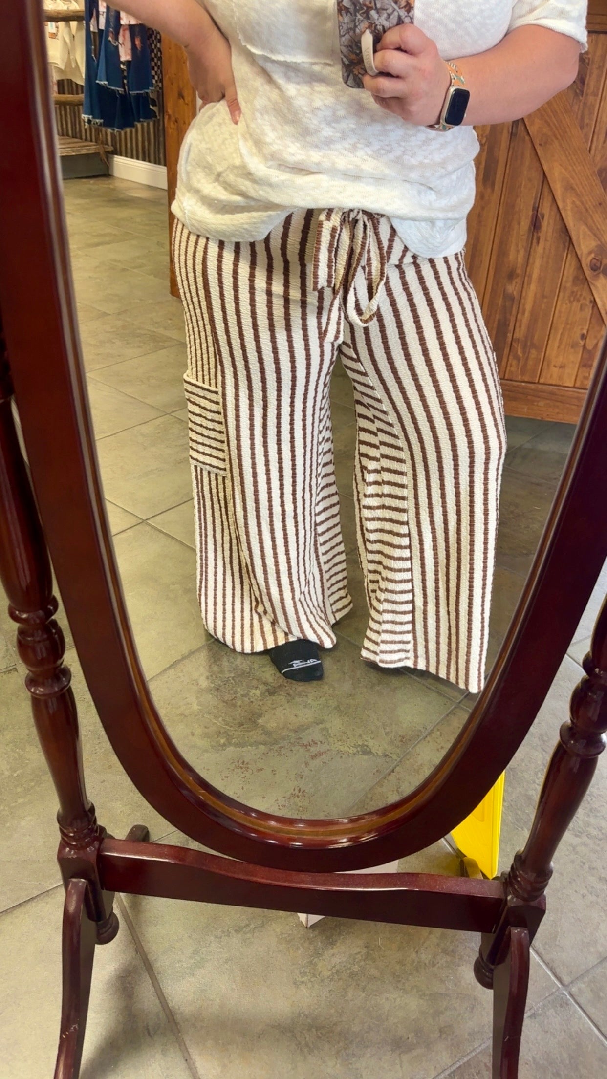 Mocha Cruise Stripped Wide Leg Pants