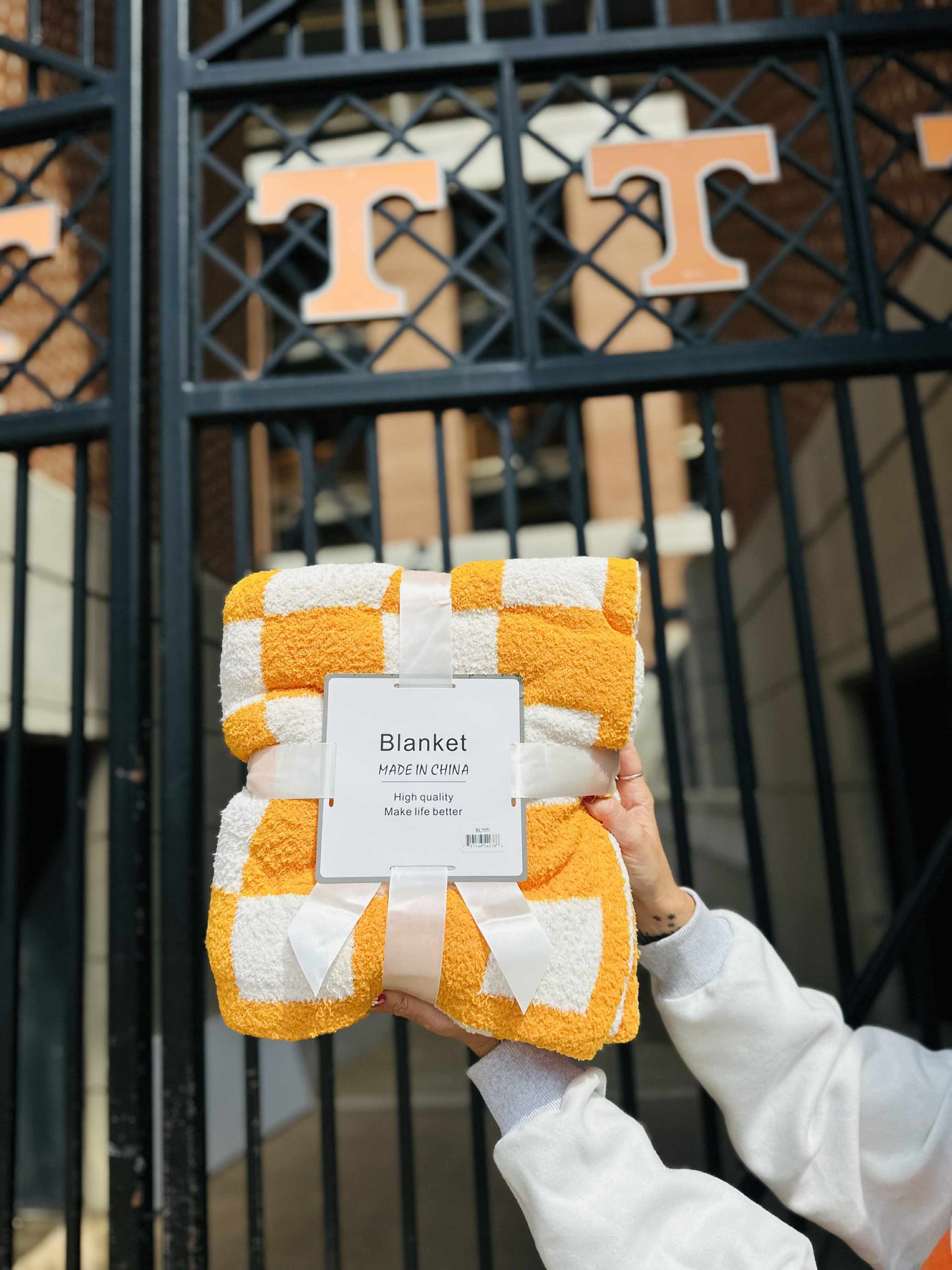 Orange Checkered Blankets