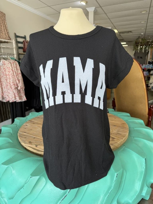 Mama Ribbed Top Black