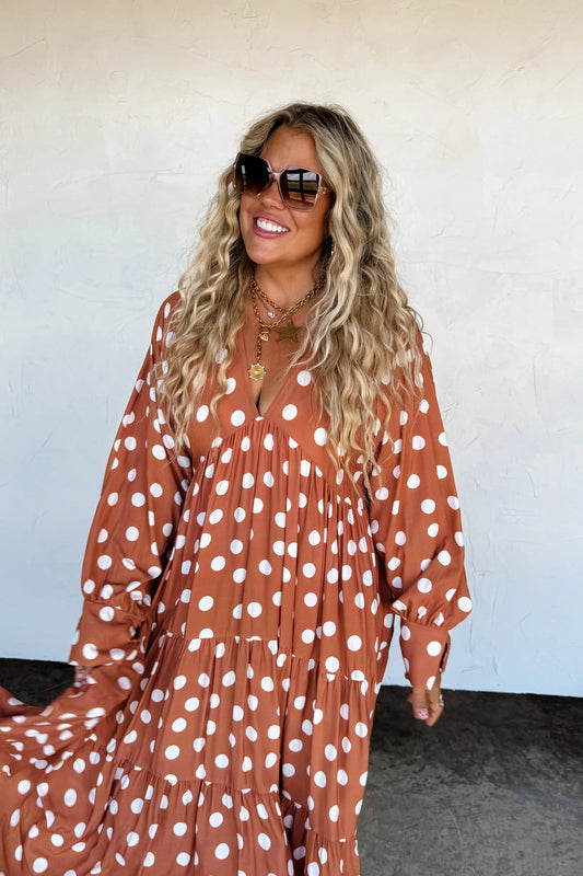 Kora Polka Dot Brown Dress