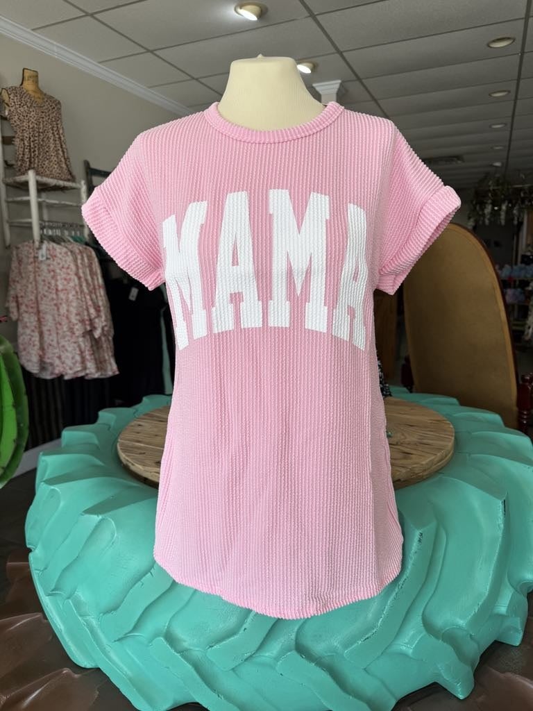 Mama Pink Ribbed Top