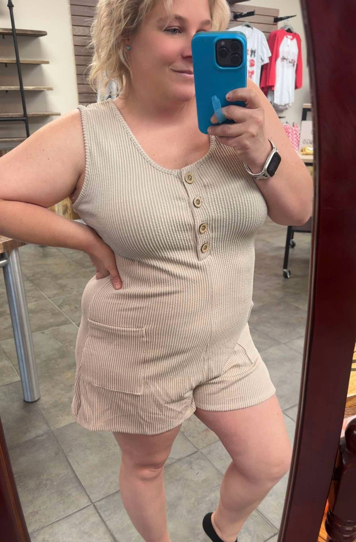 Sand Ribbed Romper