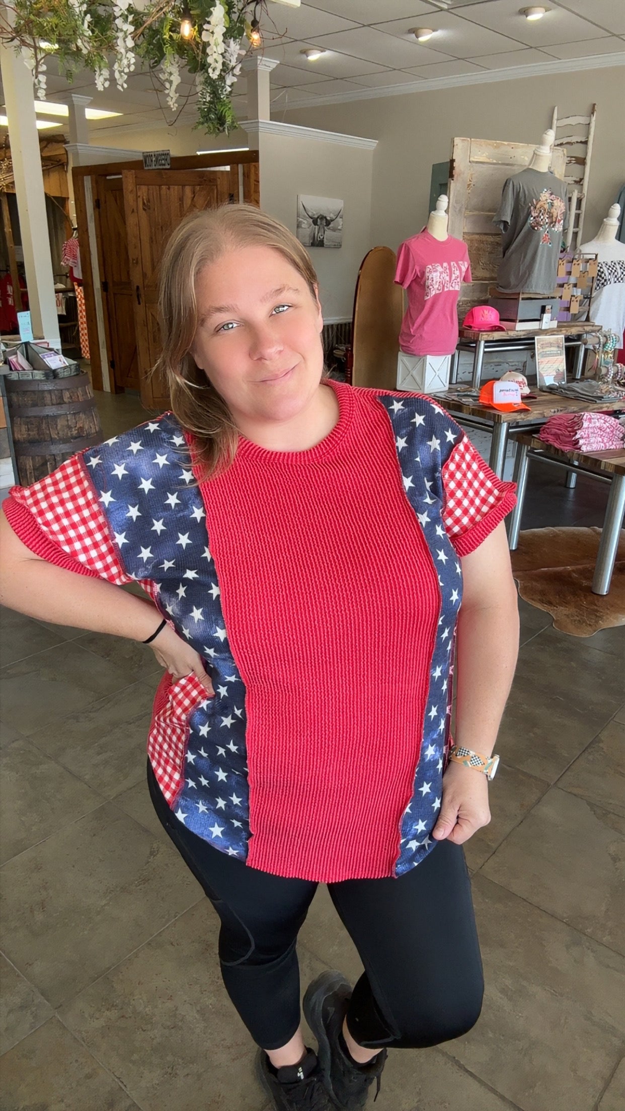Oh Glory Red Stars Top