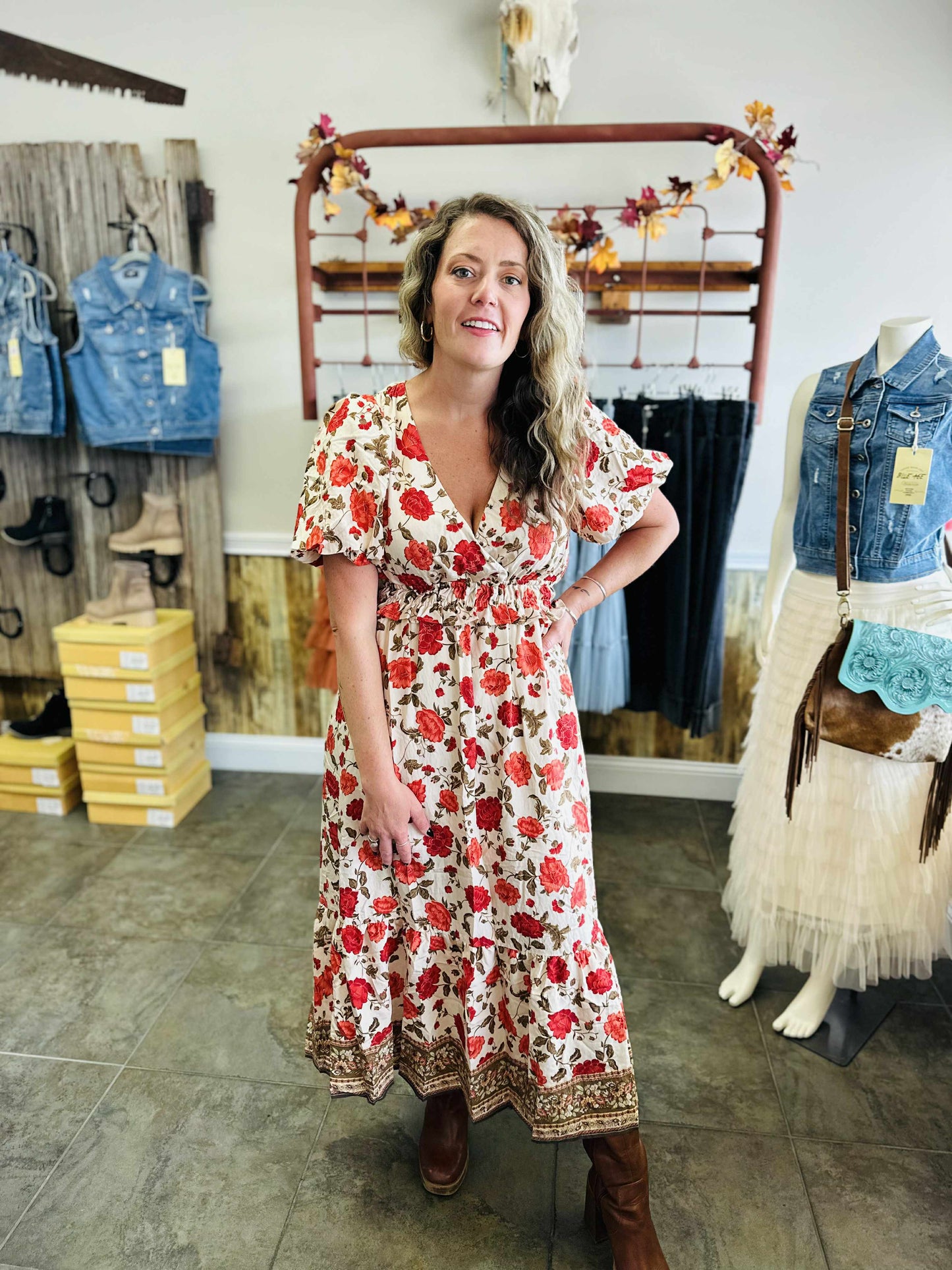Red Floral Maxi Dress