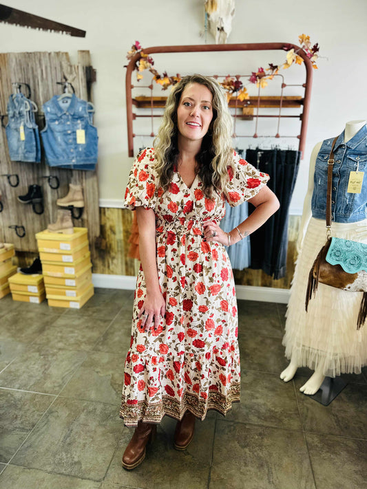 Red Floral Maxi Dress