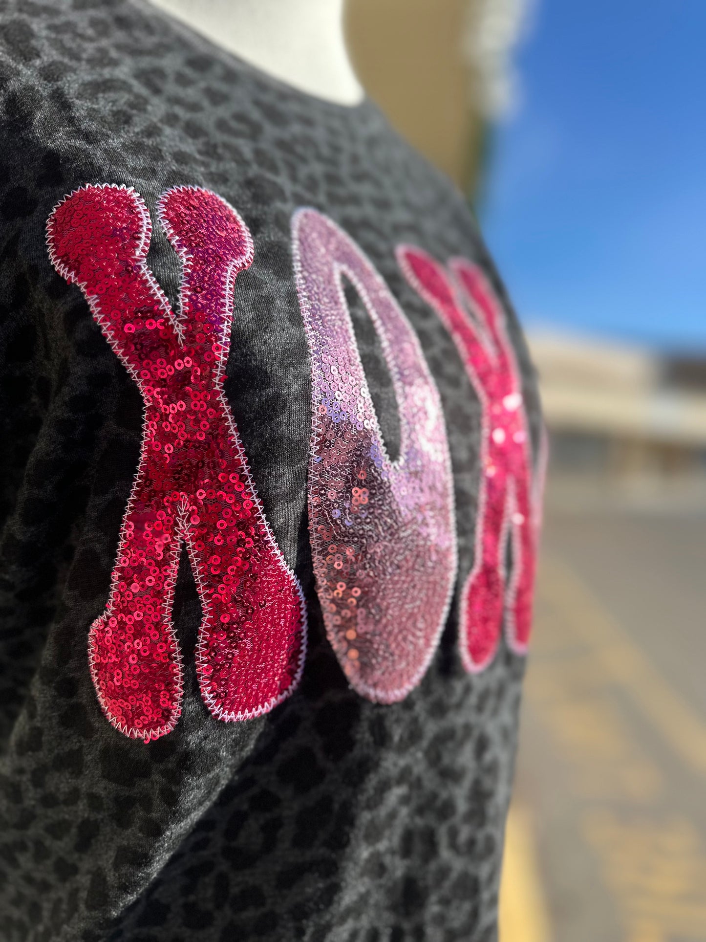 XOXO Sequin Patch Leopard Tshirt