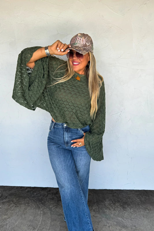 Olive Bell Sleeve Top