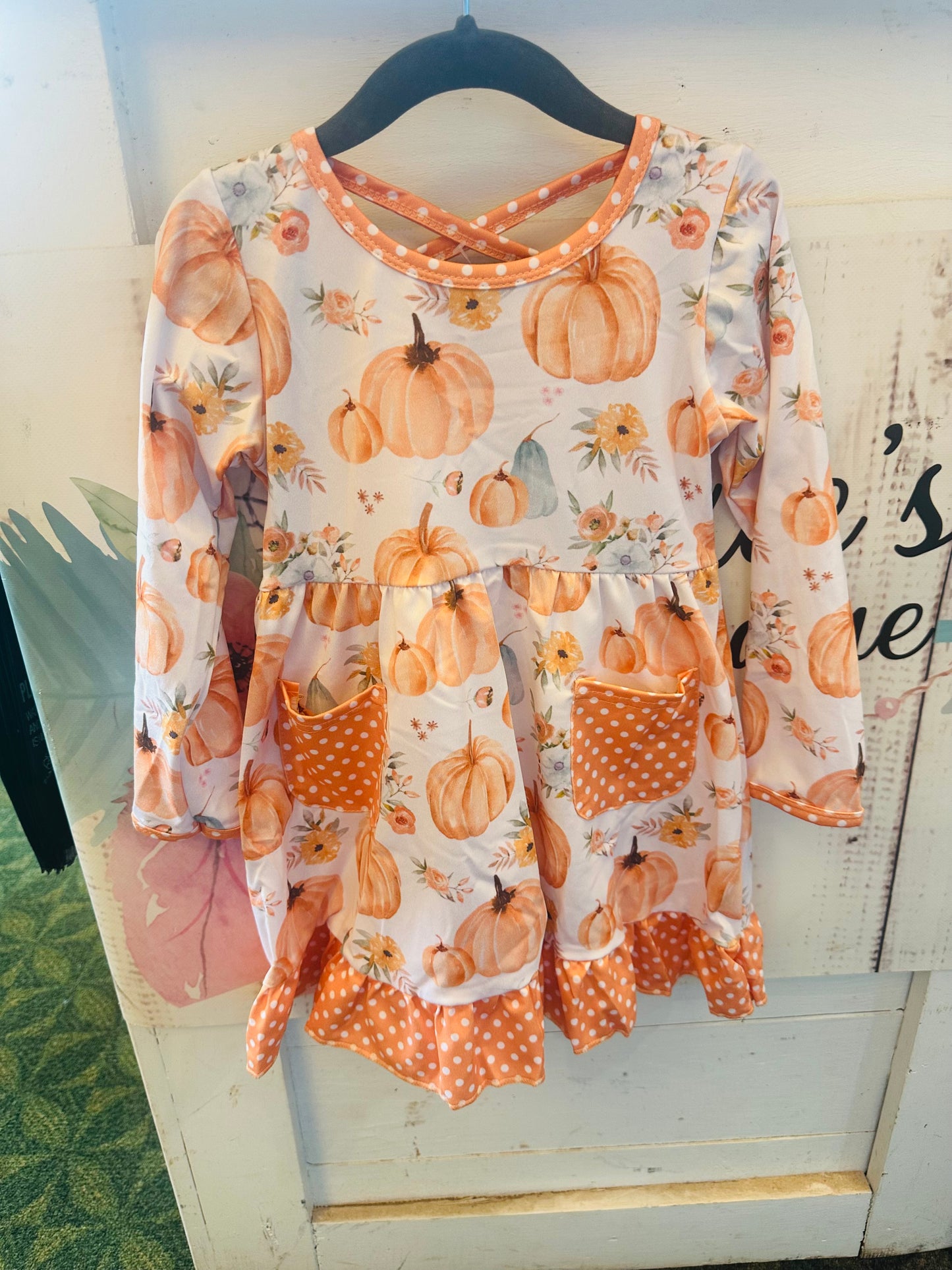 Floral Pumpkin Girls Dress