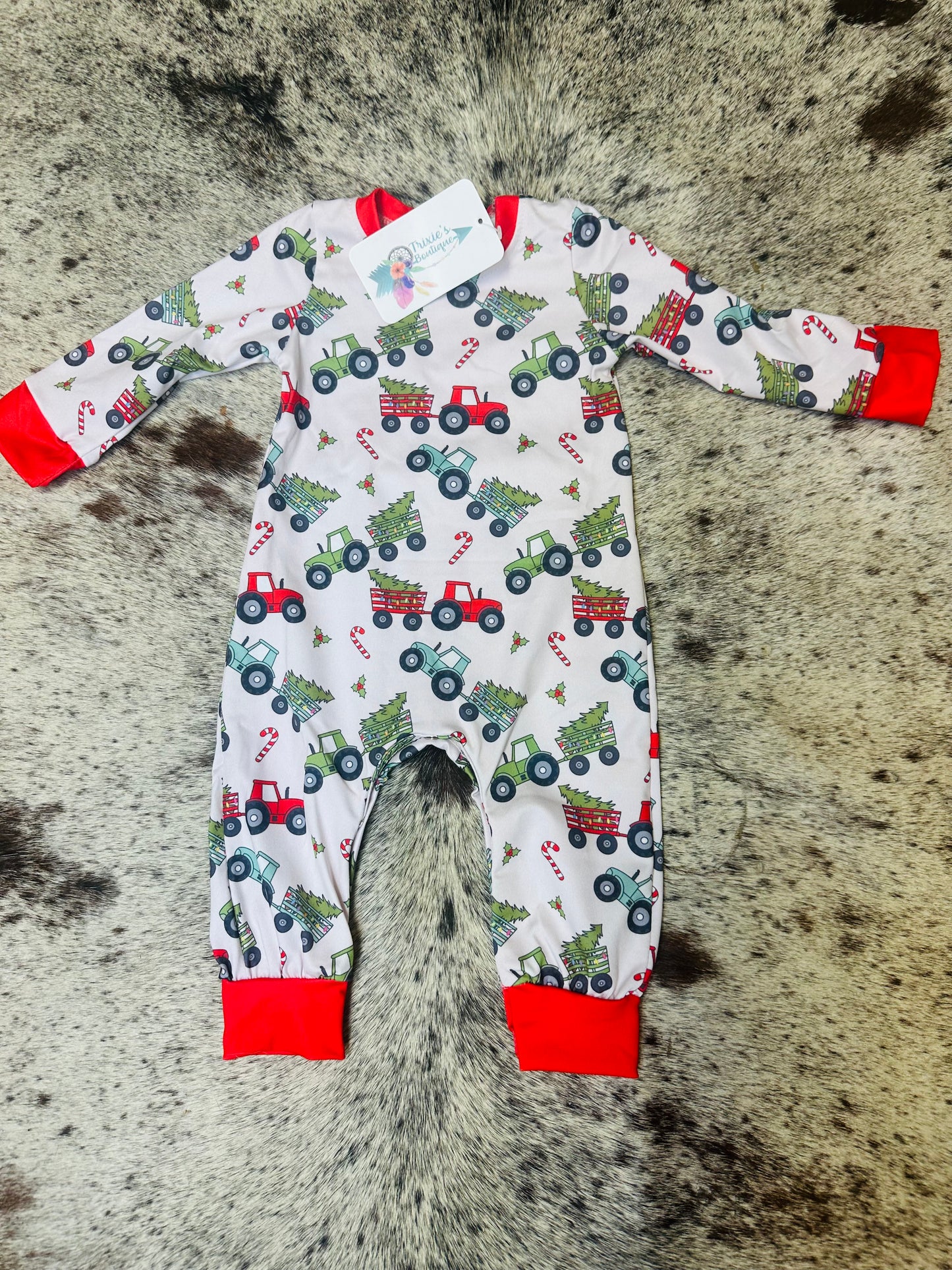 Tractor Tree Pull Boy Romper