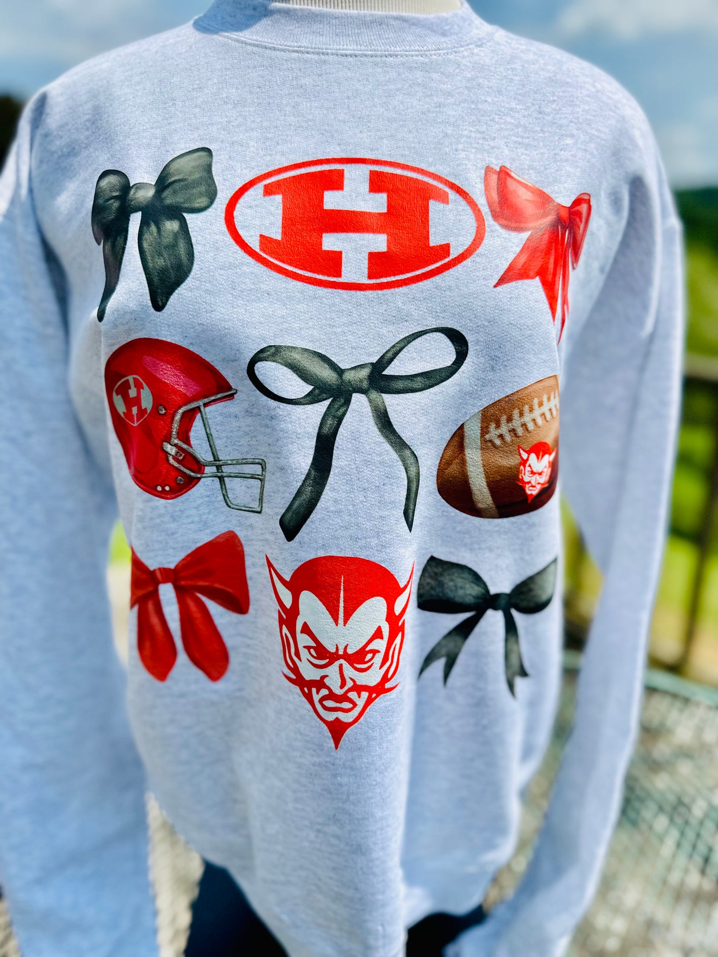 Halls Football Bow Sweatshirt