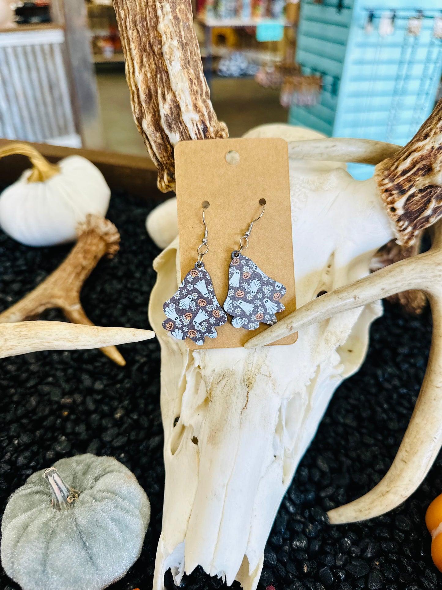Floral Ghost Dangle Earrings