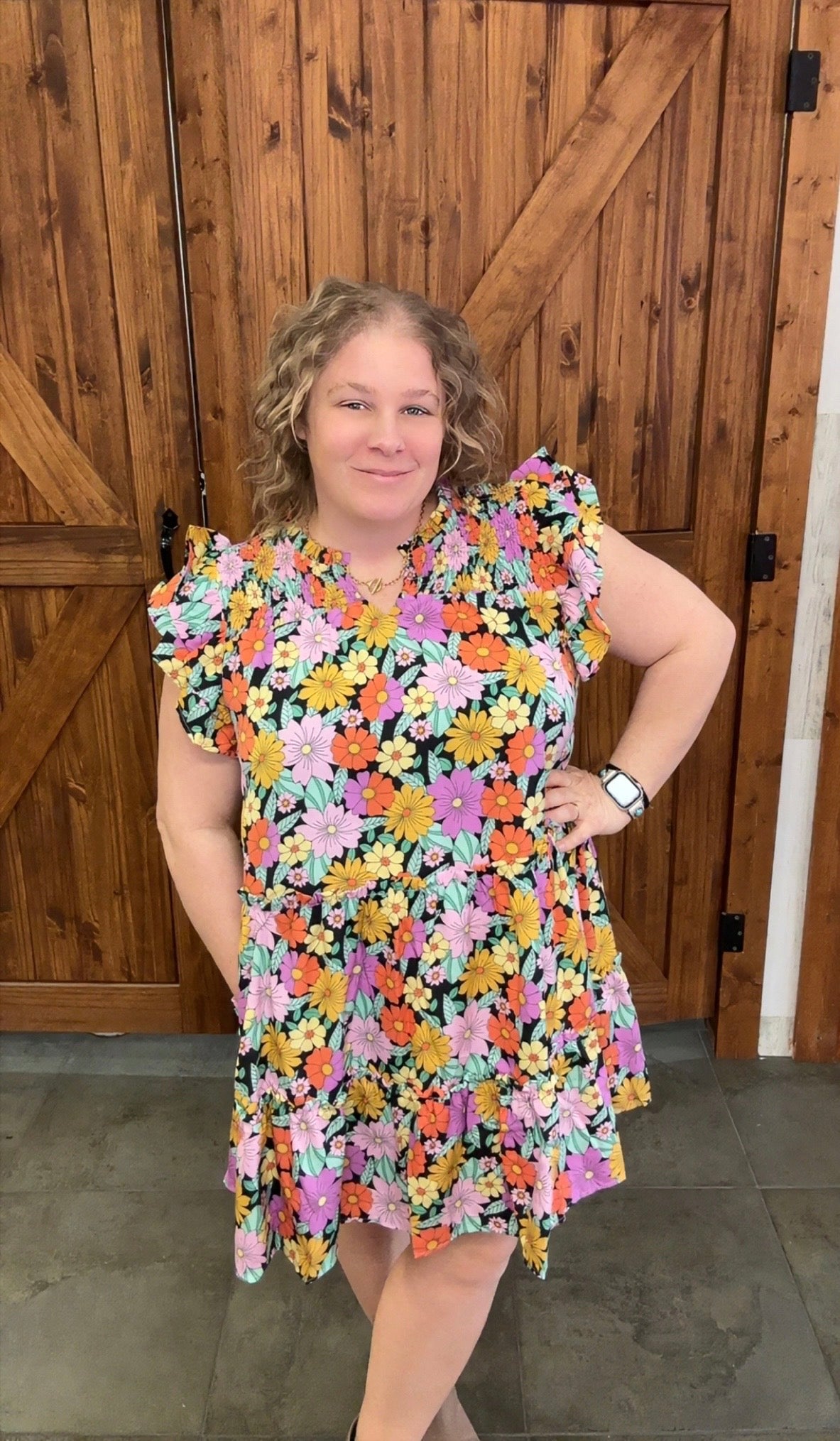 Spring into Flowers Black Mix Dress