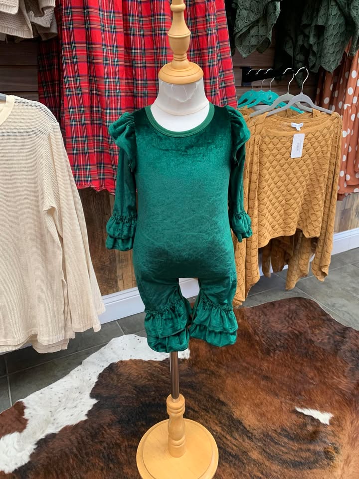 Emerald Velvet Romper