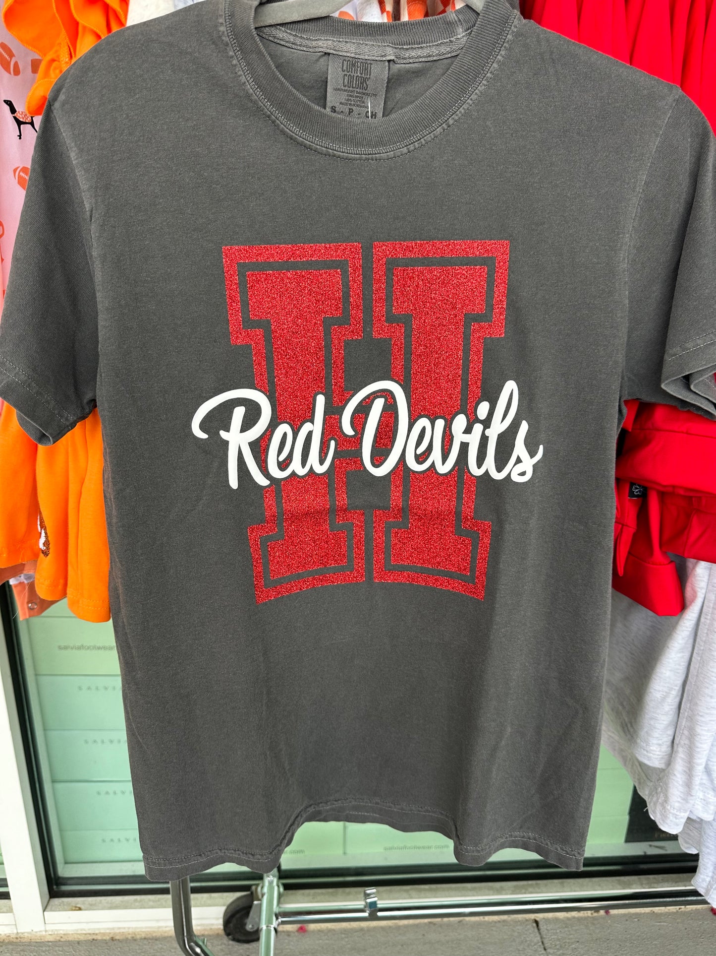 Halls Red Devils Puff ink & Glitter Tshirt