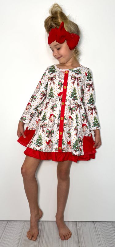 Golden Dot Santa Girls Dress