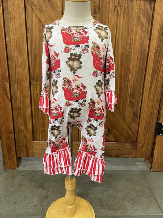 Santa Bells Baby Romper 6/12 M