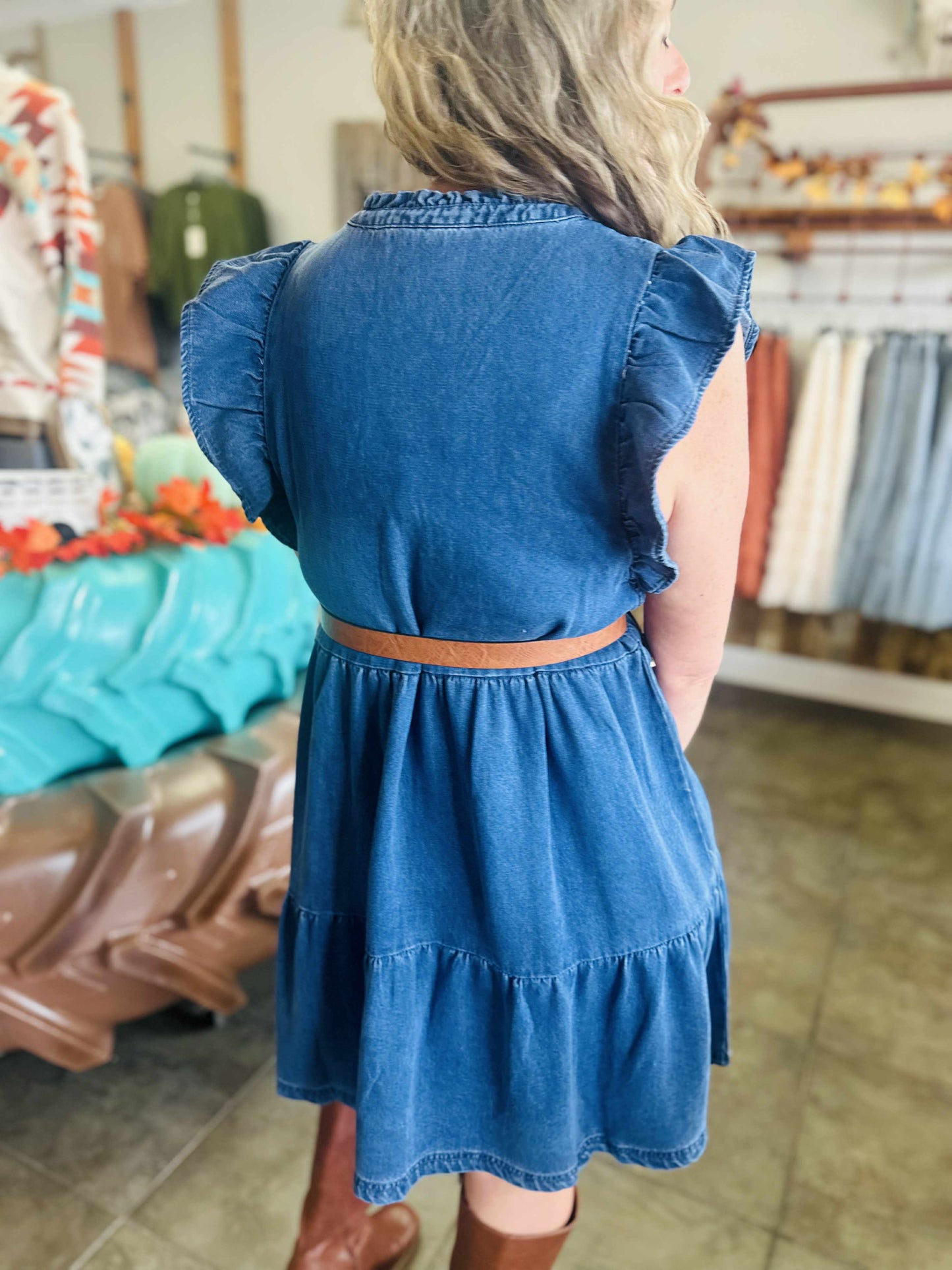 Dk Denim Ruffle Tiered Mini Dress