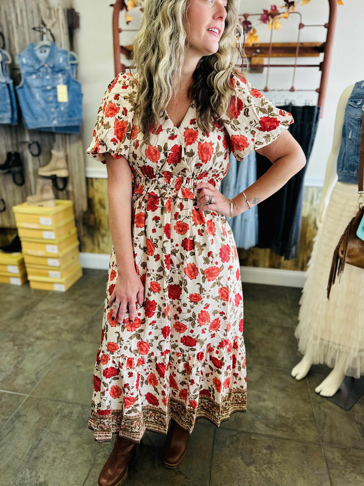 Red Floral Maxi Dress