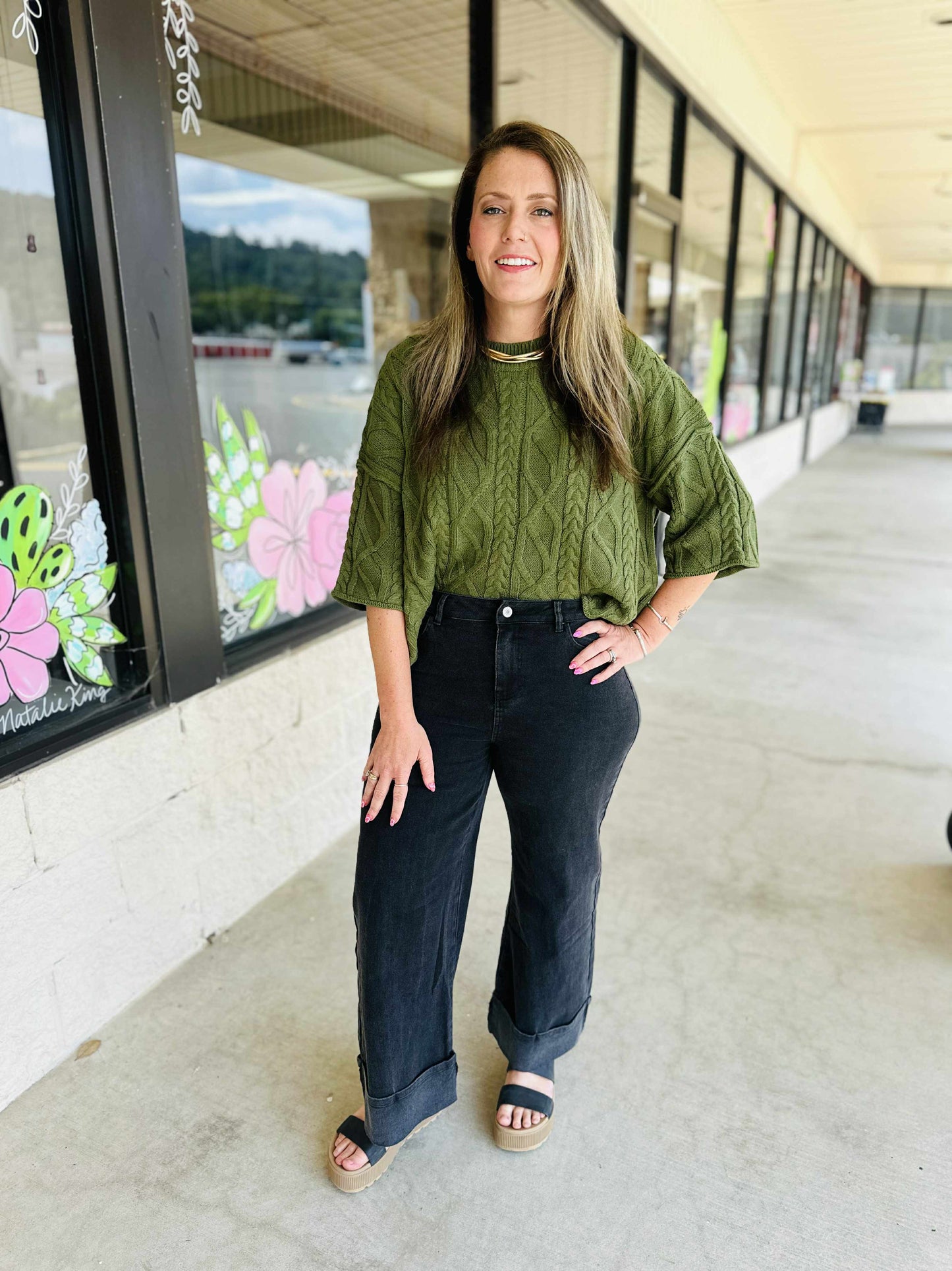Black Cuffed Jeans