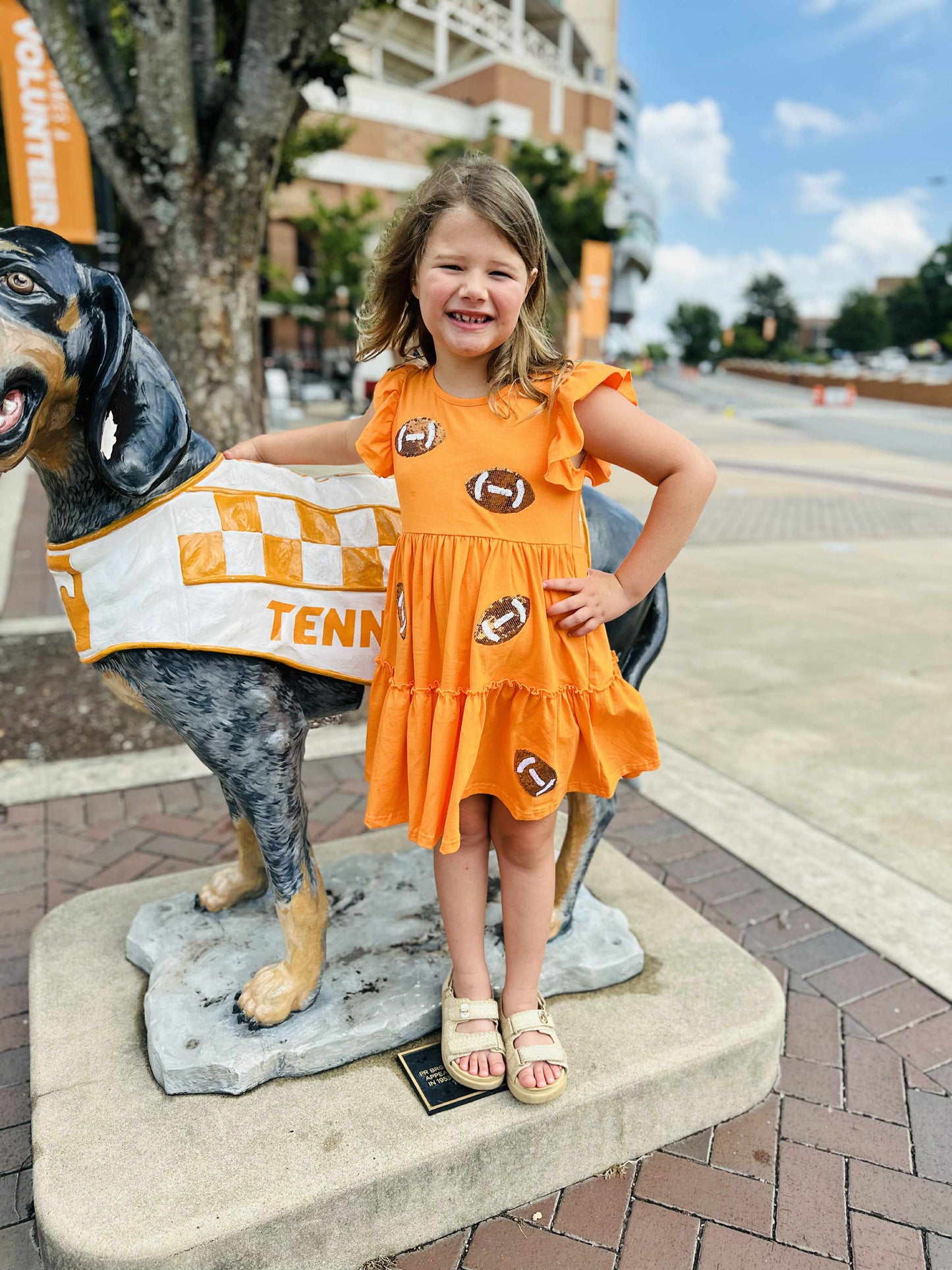 Orange Sequin Football Dress