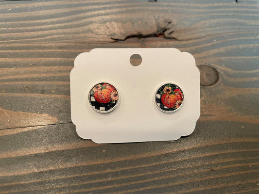 Plaid Pumpkin Faux leather studs
